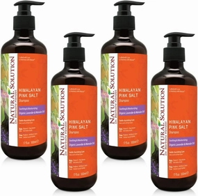Natural Solution Shampoo, Organic Lavender & Marula Oil with Himalayan Pink Salt, Soothing & Moisturizing, Daily Care for All Hair Types, 17 fl oz/Each (4 Count)