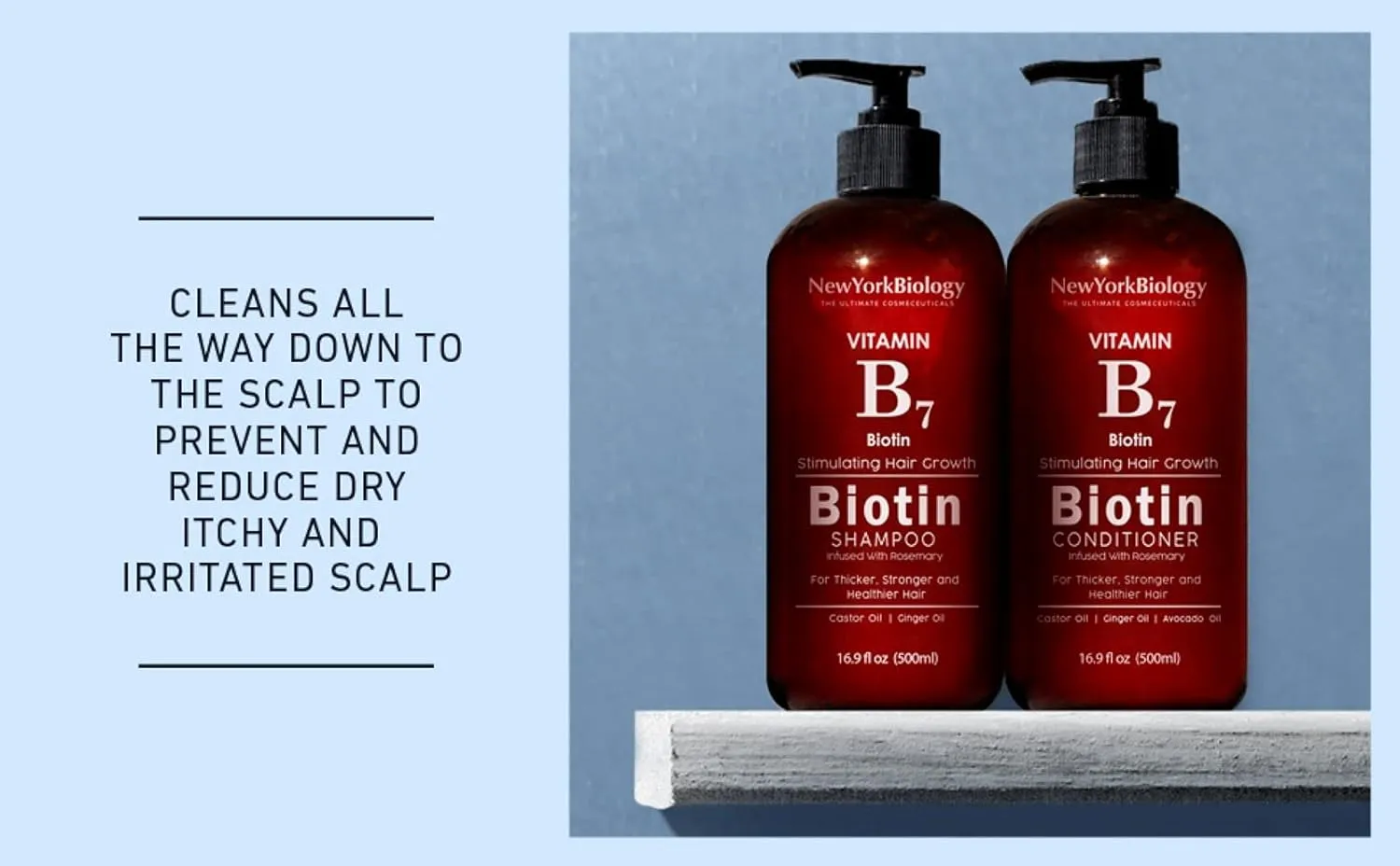 New York Biology Biotin Shampoo for Growth and Thinning Hair - Thickening Formula for Loss Treatment - For Men & Women - Anti Dandruff - 16.9 fl Oz