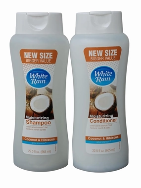 New Size Bigger Value White Rain Shampoo   Conditioner Coconut & Hibiscus 22.5oz.