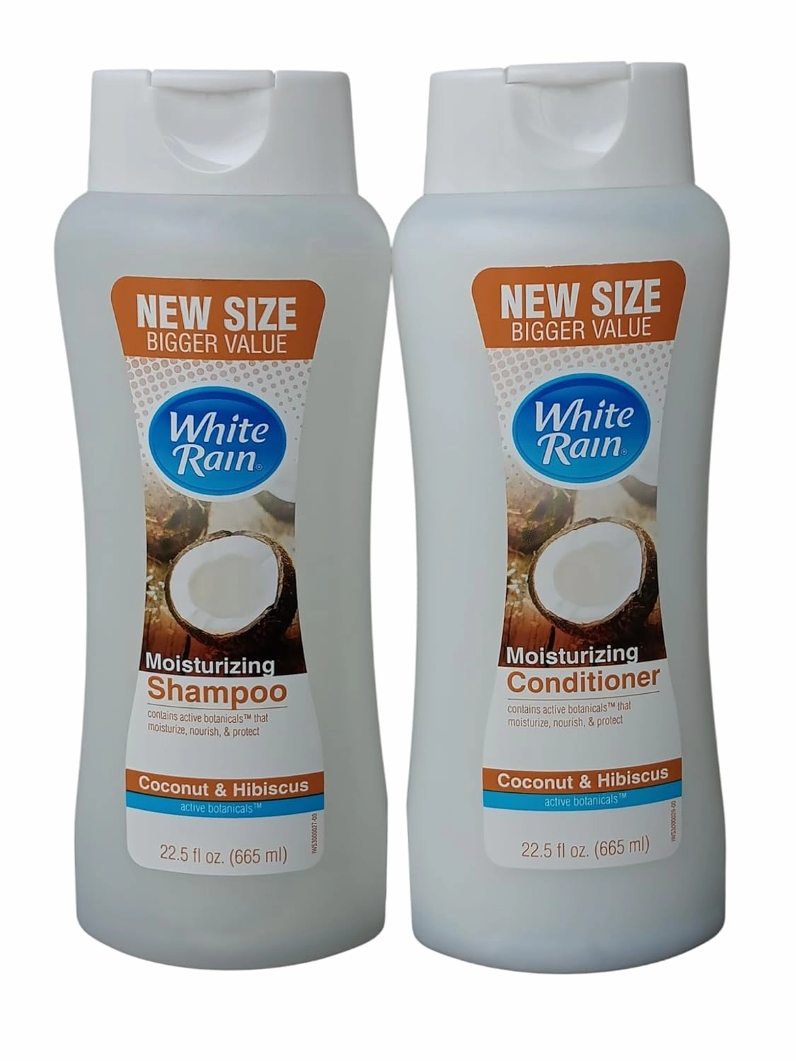 New Size Bigger Value White Rain Shampoo   Conditioner Coconut & Hibiscus 22.5oz.