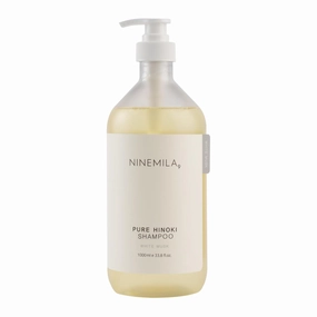 NINEMILA Japanese Pure Hinoki Shampoo – Revitalizing Shampoo with Hinoki Essential Oil & White Musk, Vegan & Organic for Hard water removal, Color Safe Sulfate & Paraben Free (1000ml, 33.8floz)