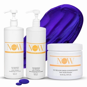 No Yellow Trio - Violet Shampoo, Conditioner, And Hair Mask - Purple Toned To Reduce Brassiness, Enhance Shine And Strength - Intensive Hydrating Treatment For Damaged Tresses - 3 Pc
