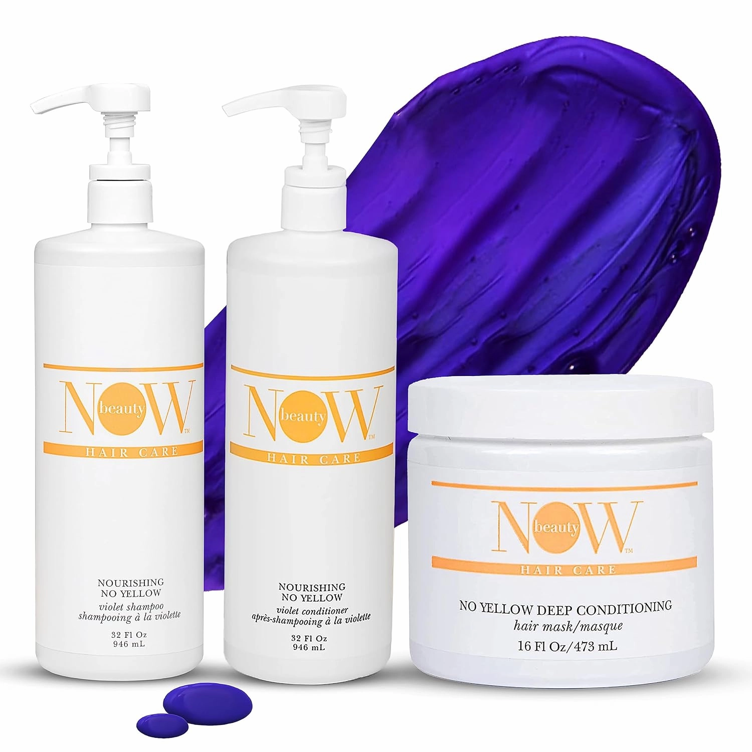 No Yellow Trio - Violet Shampoo, Conditioner, And Hair Mask - Purple Toned To Reduce Brassiness, Enhance Shine And Strength - Intensive Hydrating Treatment For Damaged Tresses - 3 Pc