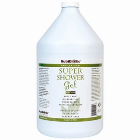 NutriBiotic – Vanilla Chai Super Shower Gel, 1 Gallon (128 Fl Oz) | Whole Body Shampoo with GSE & Botanical Extracts | pH Balanced , Non-Soap & Free of Gluten, Parabens, Sulfates, Dyes & Colorings