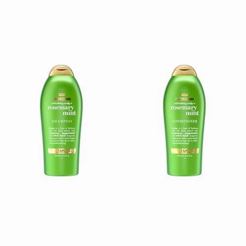OGX Extra Strength Refreshing Scalp   Rosemary Mint Nourishing Shampoo & Conditioner, Infused with Rosemary Mint for Shiny, Healthy-Looking Hair, Sulfate-Free Surfactants, 2 x 25.4 fl. Oz (Pack of 2)
