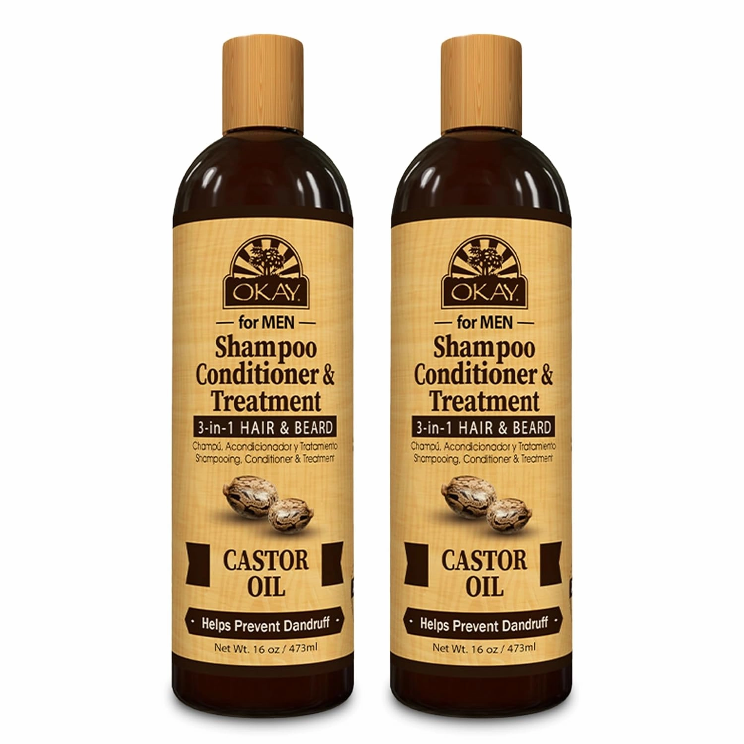 Okay Pure Naturals Extra Dark 100% Pure Black Jamaican Castor Oil - Castor Oil for Hair Growth for Men & Women, Moisture for Skin, Face, Scalp, Eyelashes, Eyebrows - 4 oz Glass Bottle (Pack of 2)