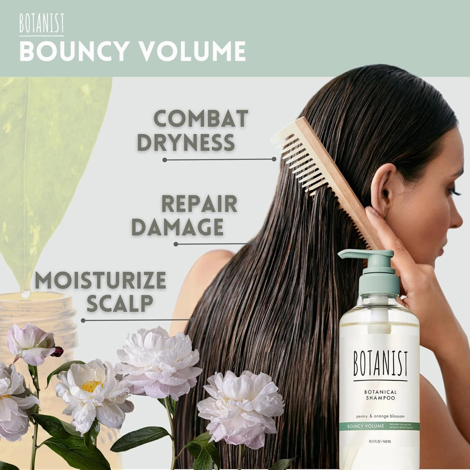 Organic Shampoo for Fine & Thinning Hair Women & Men, Natural Shampoo w/Macadamia Nut Oil & Chamomile Extract from Japan, Silicone & Sulfate Free, PEONY & ORANGE BLOSSOM, 15.5 Fl Oz