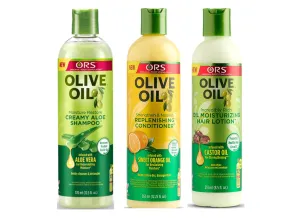 ORS Olive Oil Moisture Restore Creamy Aloe Shampoo - Strengthen & Nourish Replenishing Conditioner - Moisturizing Hair Lotion - Bundle