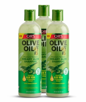 ORS Olive Oil Moisture Restore Creamy Aloe Shampoo Infused with Aleo Vera 12.5 Ounce (Pack of 3)