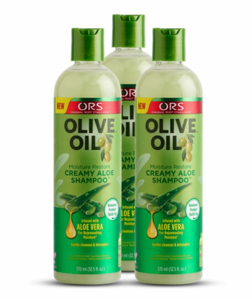 ORS Olive Oil Moisture Restore Creamy Aloe Shampoo Infused with Aleo Vera 12.5 Ounce (Pack of 3)