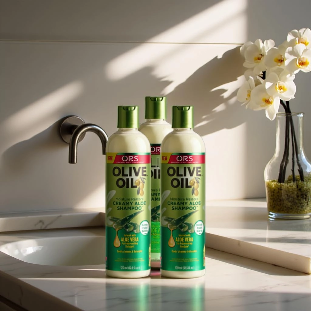 ORS Olive Oil Moisture Restore Creamy Aloe Shampoo Infused with Aleo Vera 12.5 Ounce (Pack of 3)