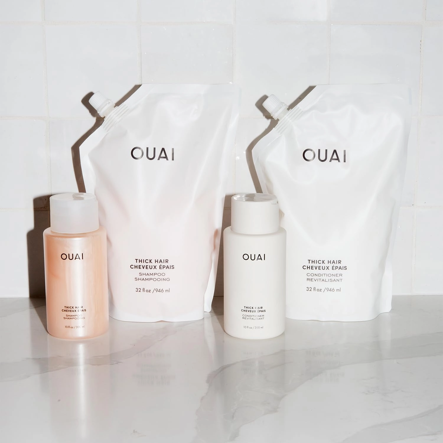 OUAI Thick Shampoo Refill - Moisturizing Shampoo with Keratin, Marshmallow Root, Shea Butter & Avocado Oil for Thick Hair - Strengthens & Hydrates - Paraben, Phthalate & Sulfate Free (32 Fl Oz)