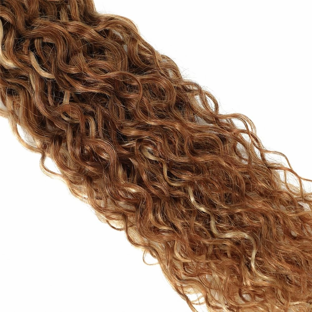 P4/27 Highlight Blonde Bundles Human Hair Water Wave Bundles 12 14 16 Inch Human Hair Weave 3 Bundle Unprocessed Brazilian Virgin Hair Brown Water Wave Human Hair Extensions 50 Grams/Bundle