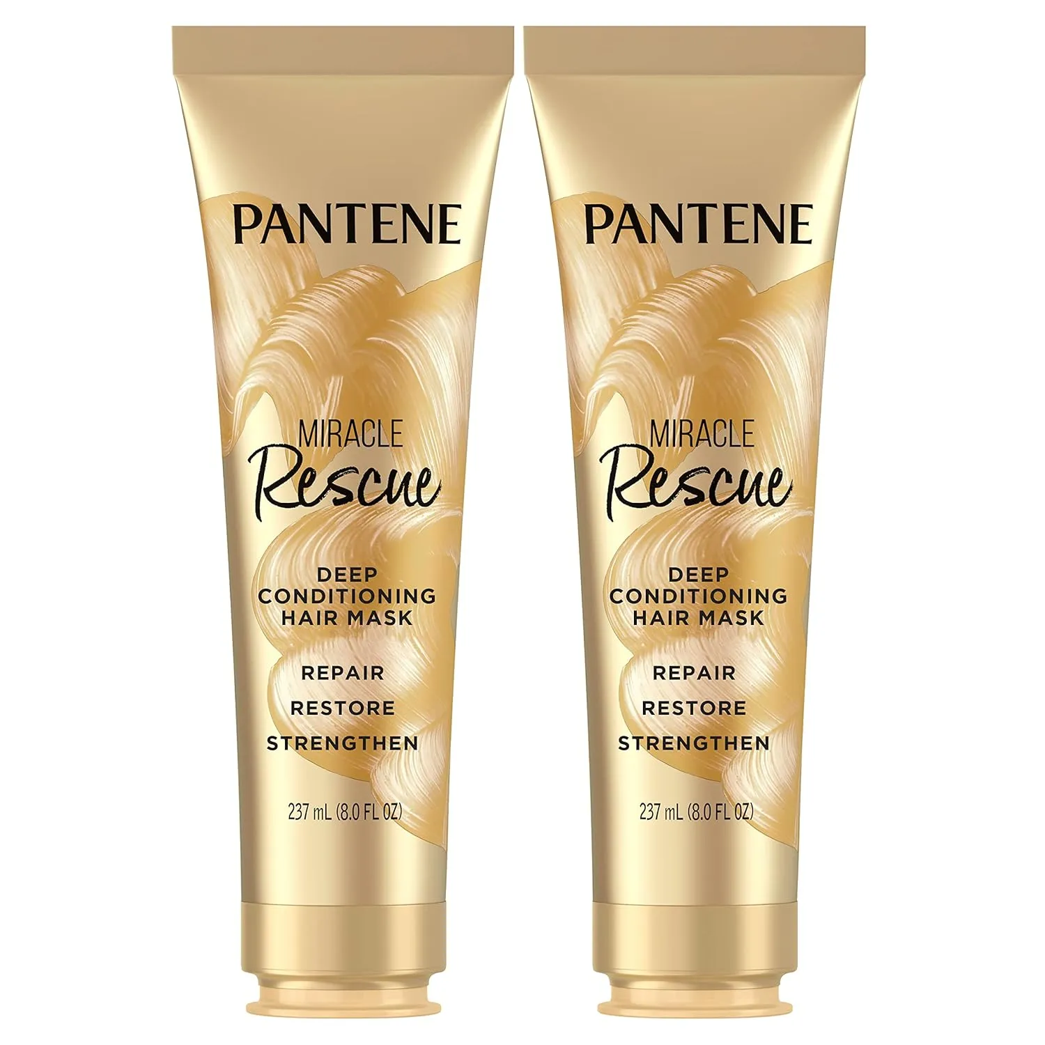 Pantene Hair Mask, Miracle Rescue Deep Conditioning Treatment, Hydrate Dry Hair, Twin Pack, 8 Fl Oz Each