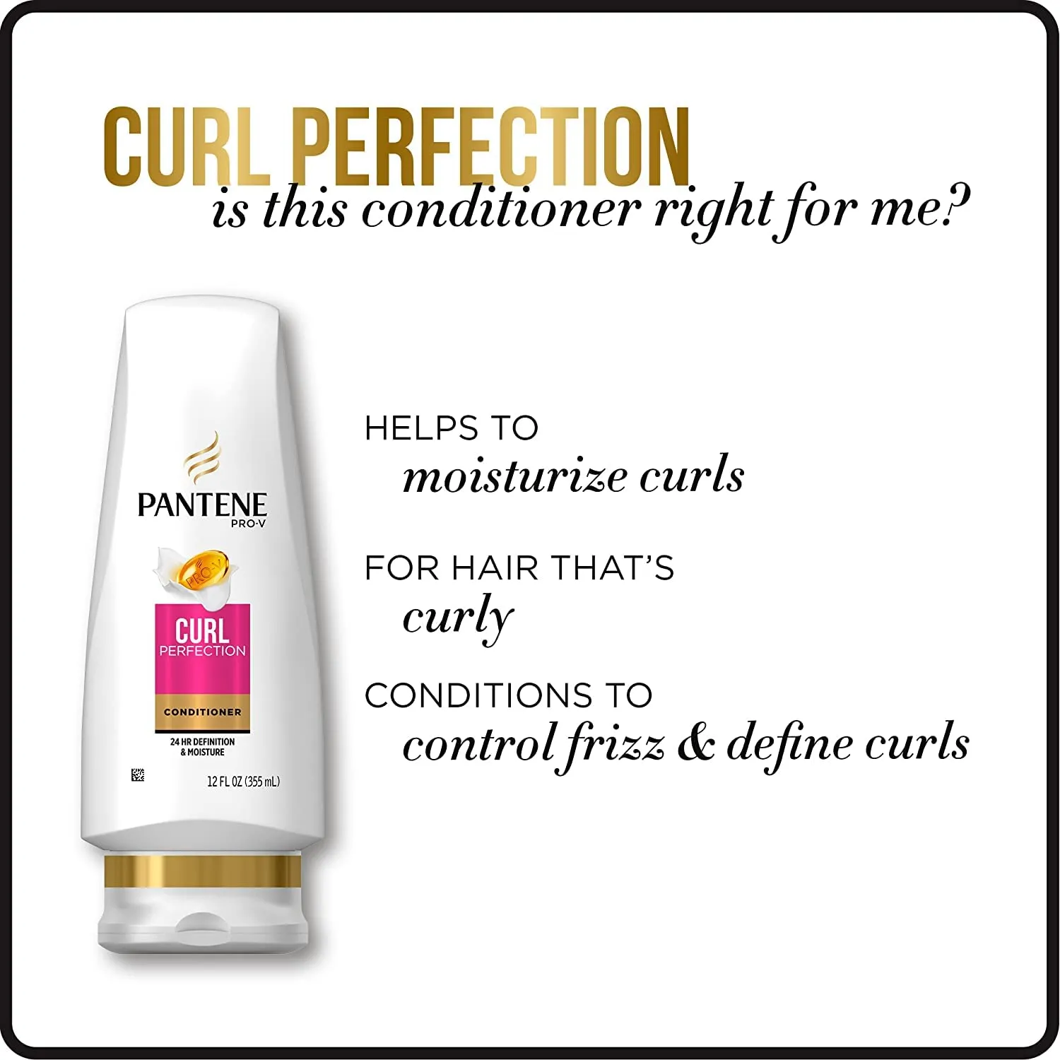 Pantene Pro-V Curly Hair Curl Perfection Moisturizing Conditioner, 12 Fl Oz (Pack of 2)