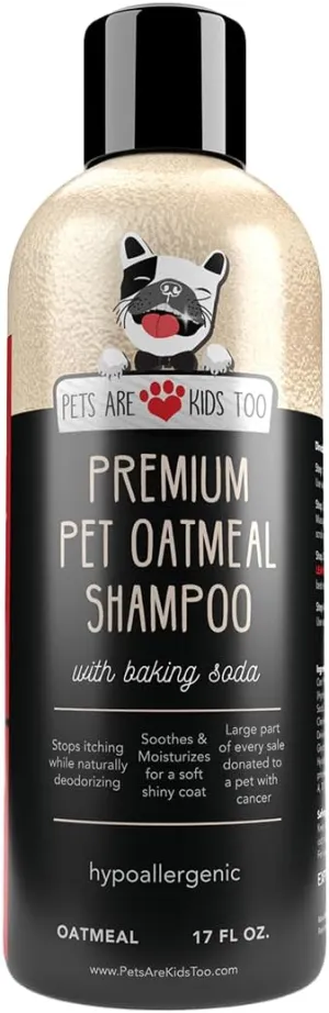 Pets Are Kids Too Oatmeal Dog Shampoo Baking Soda Hypoallergenic Anti Itch Moisturizing Soothing Deodorizing Pet Care Safe Puppy Shampoo Sensitive Skin Cat Shampoo - Coconut Based Cleanser 17 fl oz