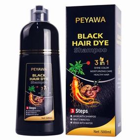PEYAWA-Herbal 3-in-1 Hair Dye Shampoo for Gray Coverage – Black Color, 500ml for Men & Women