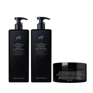 pH PURE HAIR Deep Moisture Set - Deep Moisture Shampoo and Conditioner Set with Extra Butter Hair Mask for Damaged & Dry Hair - 33.8 Oz (Pack of 3)