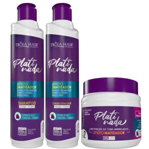 Platinada Kit – Complete Care for Blonde, Highlighted, Gray, and Platinum Hair – Tróia Cosmetic 50.72 fl.oz