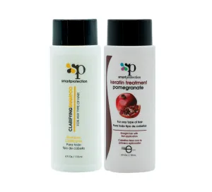Pomegranate Medium Strength Keratin Treatment with Clarifying Shampoo 4oz - Anti-Frizz Hair Repair for All Hair Types