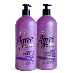 Pro Keratin Shampoo and Conditioner, Repairs and Adds Volume, 32oz each