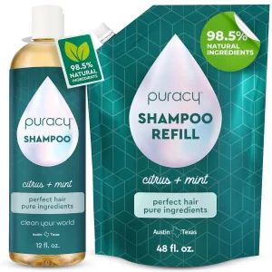 Puracy Shampoo, Gently Clarifying for All Hair & Scalp Types, Perfect Hair from Pure Ingredients, Stimulate Hair Growth, Sulfate-Free and Color Treated-Safe, 12   48 Oz