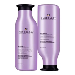 Pureology Hydrate Moisturizing Shampoo & Conditioner Set - For Medium to Thick Dry and Color Treated Hair, Softens and Deeply Hydrates, Sulfate-Free