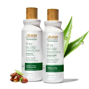 Raw Sugar Scalp Restore Hair Care Bundle, Shampoo and Conditioner Set with Jojoba, Aloe and Niacinamide, Formulated without Sulfates   Parabens