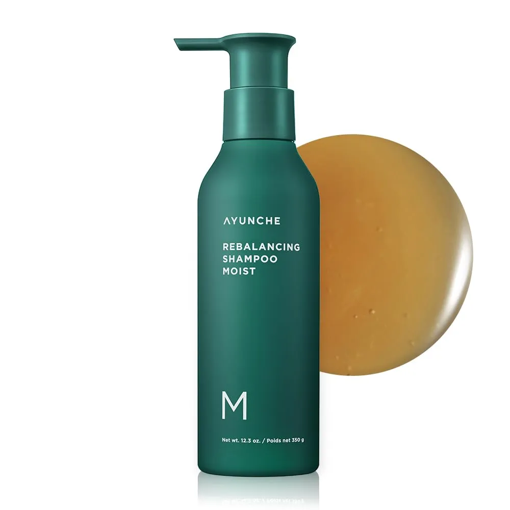 Rebalancing Shampoo Moist 11.8oz [For Dry Scalp] | Soft & Moisturizing Cleansing Shampoo | Strengthen and Protect Weakened Hair Roots | Korean Salon Brand