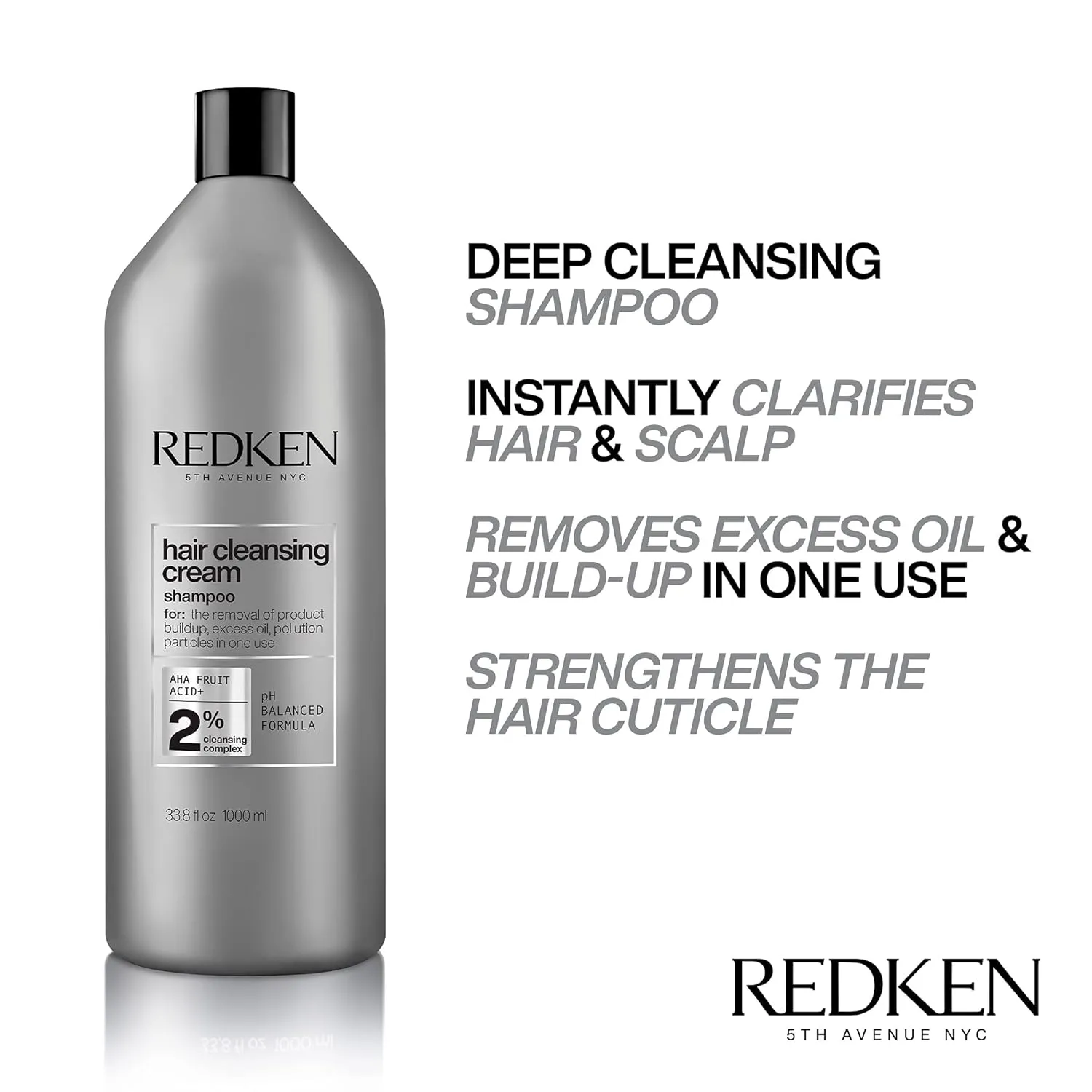Redken Detox Hair Cleansing Cream Clarifying Shampoo For All Hair Types - Removes Buildup and Strengthens Hair Cuticle