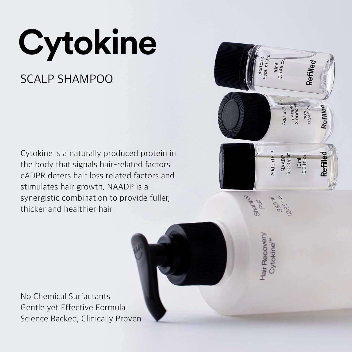 Refilled Hair-Recovery Cytokine Shampoo Plus Sebum Care,12.8 Fl. Oz. – Clarifying Hair Loss Shampoo for Thinning Hair & Oily Scalp, Deep Cleansing & Detox Shampoo, Sulfate-Free Formula