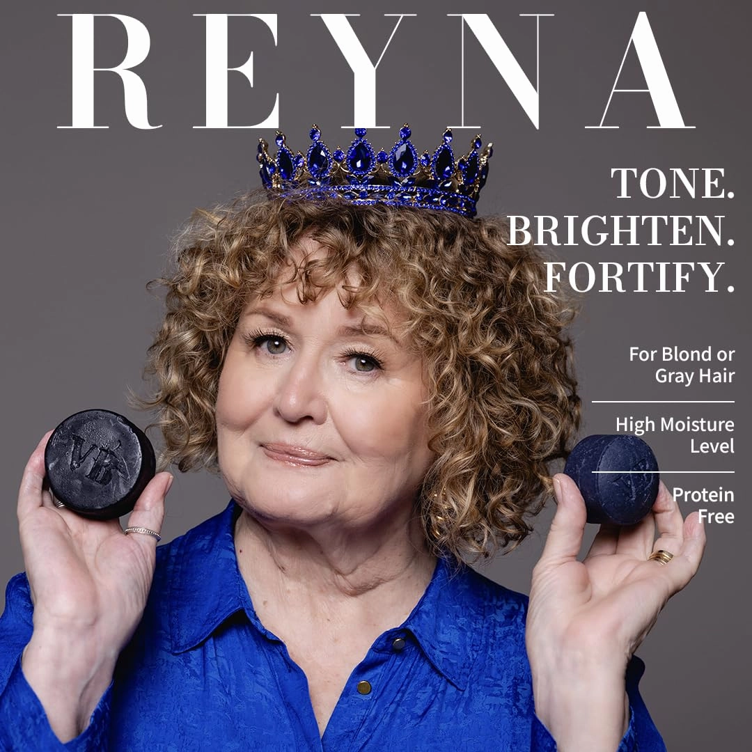 Reyna Solid Shampoo Bar for Curly, Dry Hair | Natural, Color Safe, Moisturizing, Vegan, Sulfate-Free, Handmade in the USA (Blue Tansy Flower Scent)