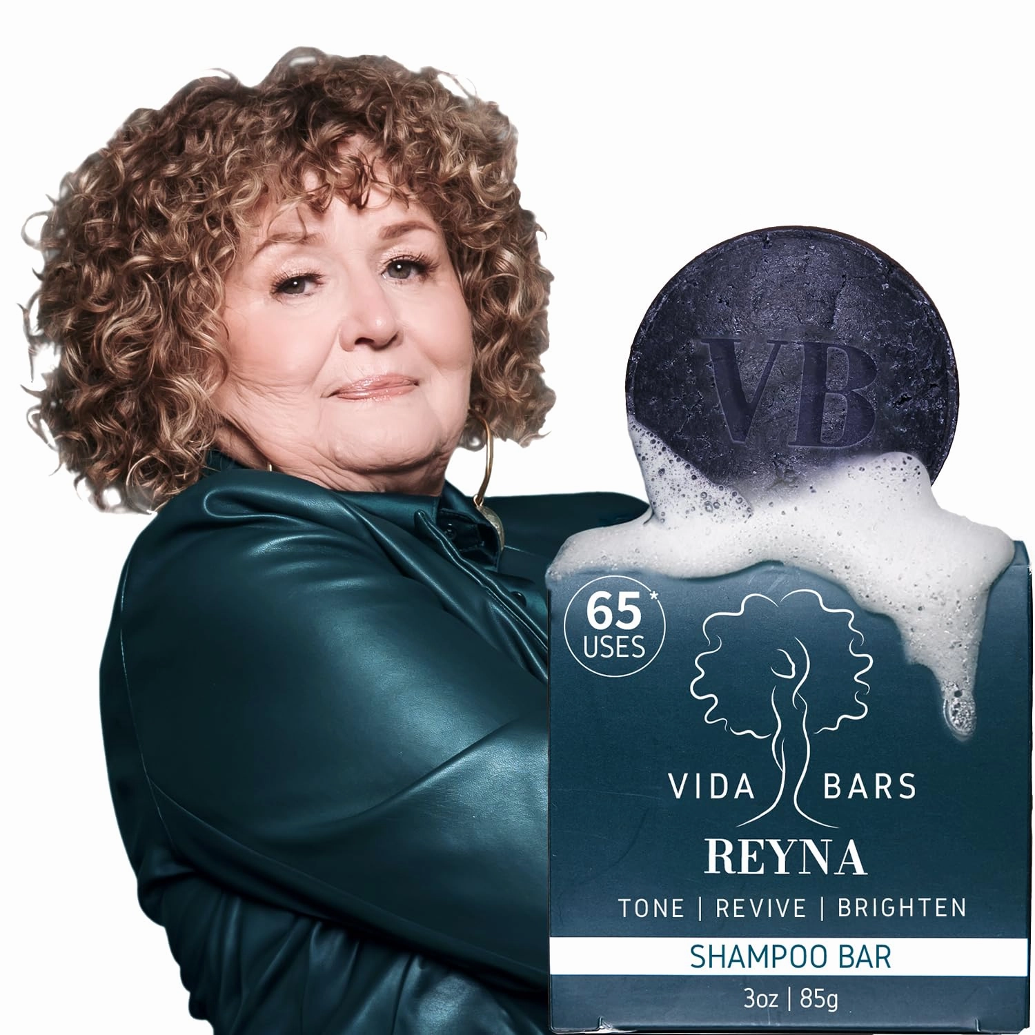 Reyna Solid Shampoo Bar for Curly, Dry Hair | Natural, Color Safe, Moisturizing, Vegan, Sulfate-Free, Handmade in the USA (Blue Tansy Flower Scent)