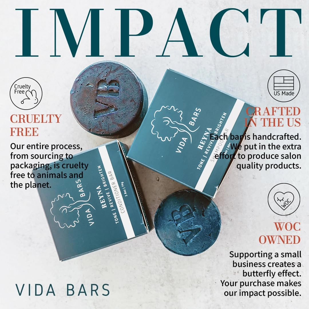 Reyna Solid Shampoo Bar for Curly, Dry Hair | Natural, Color Safe, Moisturizing, Vegan, Sulfate-Free, Handmade in the USA (Blue Tansy Flower Scent)