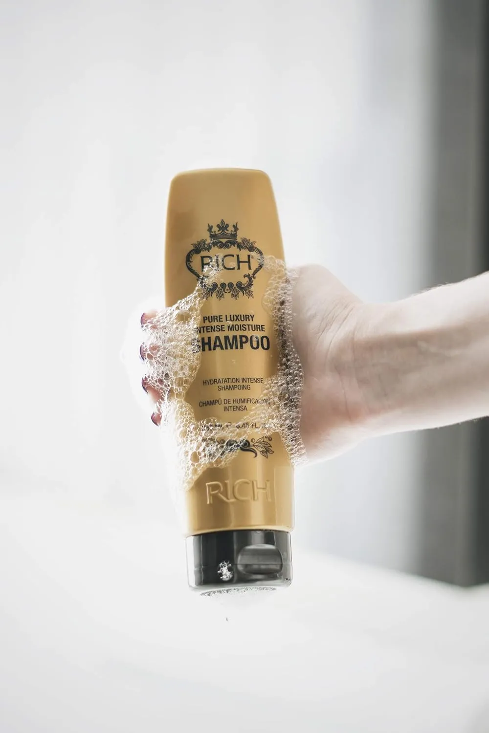 RICH Pure Luxury Intense Moisture Shampoo with Marula Oil & Cherry Blossom Extract for All Hair Types - Smoothing & Hydrating - Prevents Breakage, Heat Damage & Frizz - 8.45 Fl Oz.