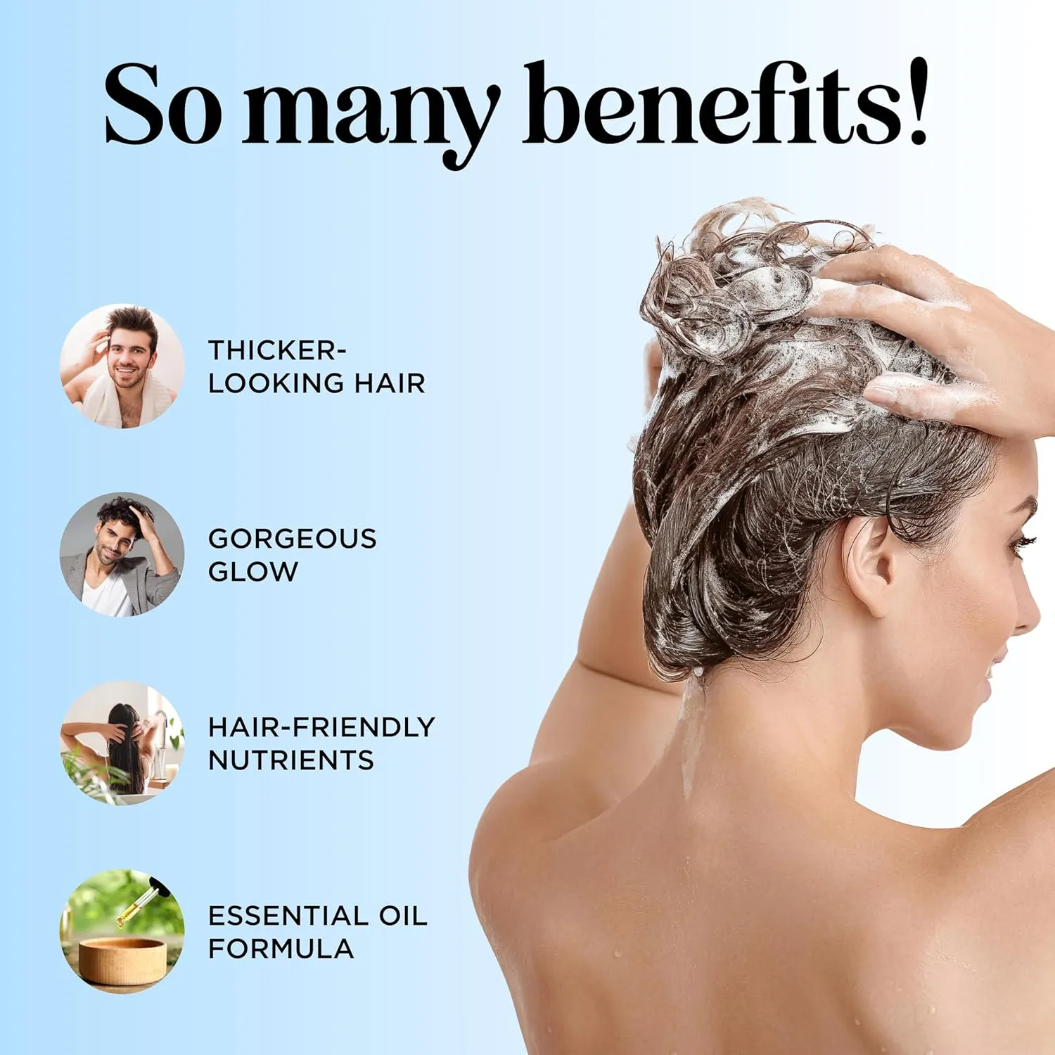 Rosemary and Biotin Shampoo for Thinning Hair - Vegan Volumizing Shampoo for Fine Hair with B Vitamins Argan Oil & Tea Tree Essential Oil - Paraben Silicone and Sulfate Free Vegan Formula (32 Fl Oz)
