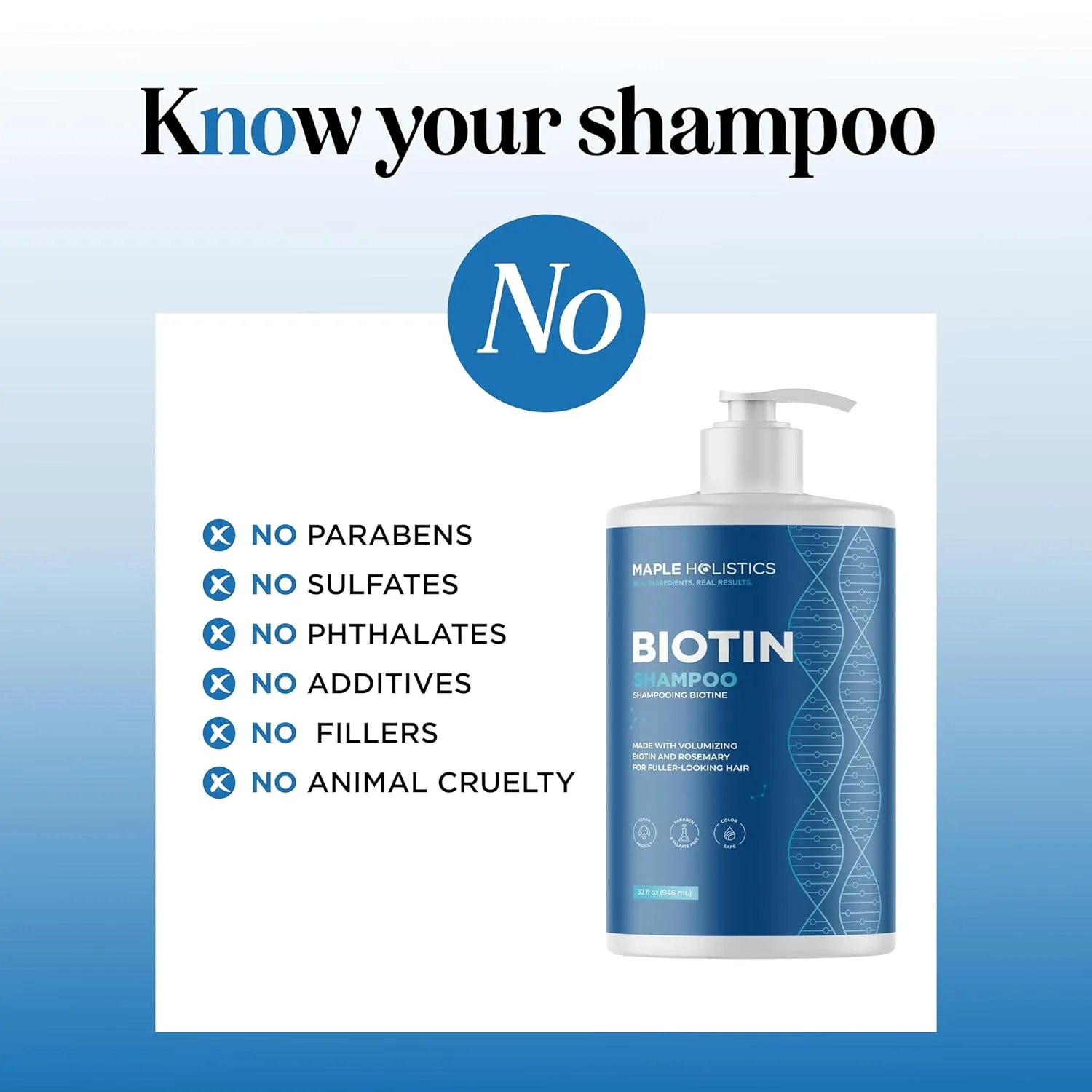 Rosemary and Biotin Shampoo for Thinning Hair - Vegan Volumizing Shampoo for Fine Hair with B Vitamins Argan Oil & Tea Tree Essential Oil - Paraben Silicone and Sulfate Free Vegan Formula (32 Fl Oz)