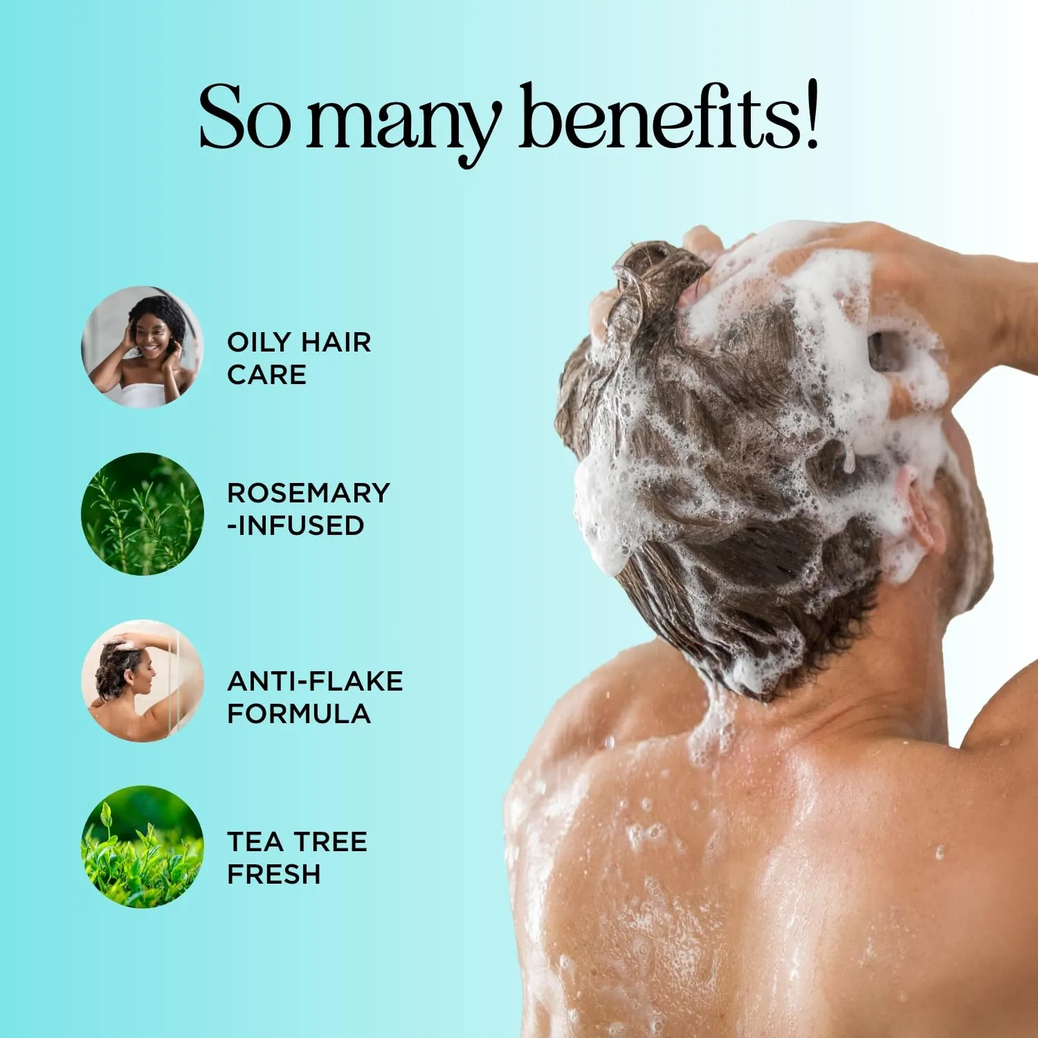 Rosemary Tea Tree Mint Shampoo - Clarifying Shampoo for Build Up and Flakes with Peppermint Oil and Tea Tree Essential Oil for Dry Scalp Treatment - Deep Cleansing Peppermint Tea Tree (16oz)