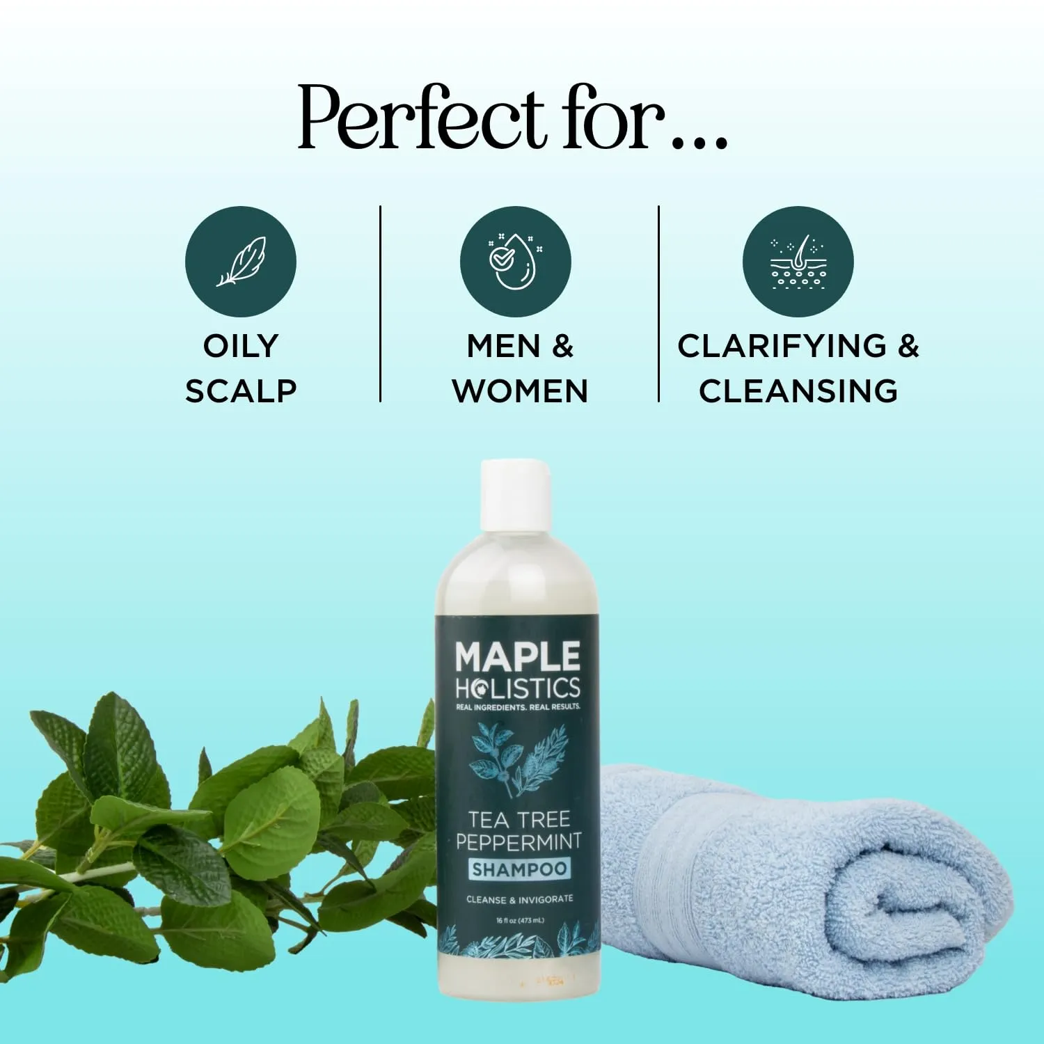 Rosemary Tea Tree Mint Shampoo - Clarifying Shampoo for Build Up and Flakes with Peppermint Oil and Tea Tree Essential Oil for Dry Scalp Treatment - Deep Cleansing Peppermint Tea Tree (16oz)