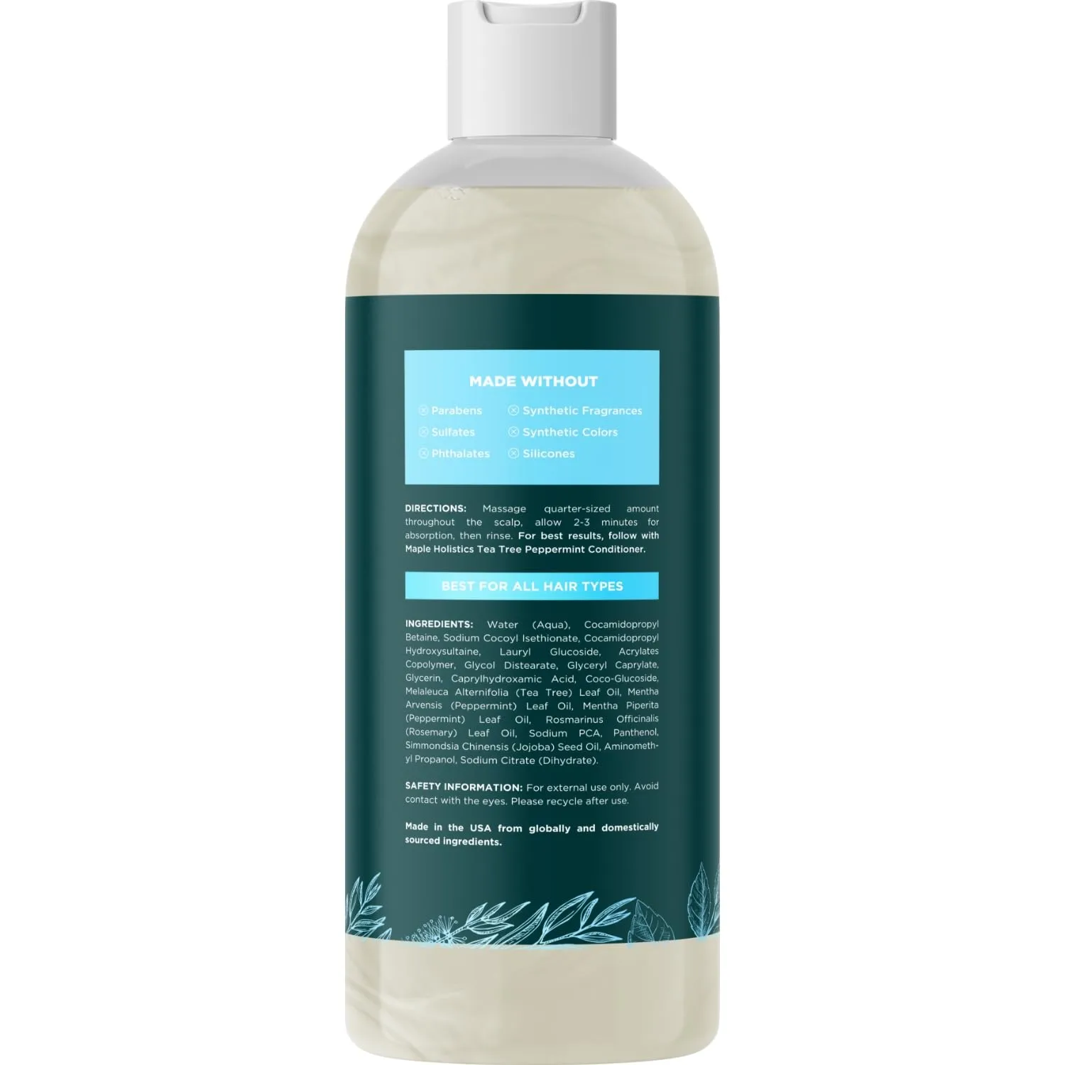 Rosemary Tea Tree Mint Shampoo - Clarifying Shampoo for Build Up and Flakes with Peppermint Oil and Tea Tree Essential Oil for Dry Scalp Treatment - Deep Cleansing Peppermint Tea Tree (16oz)