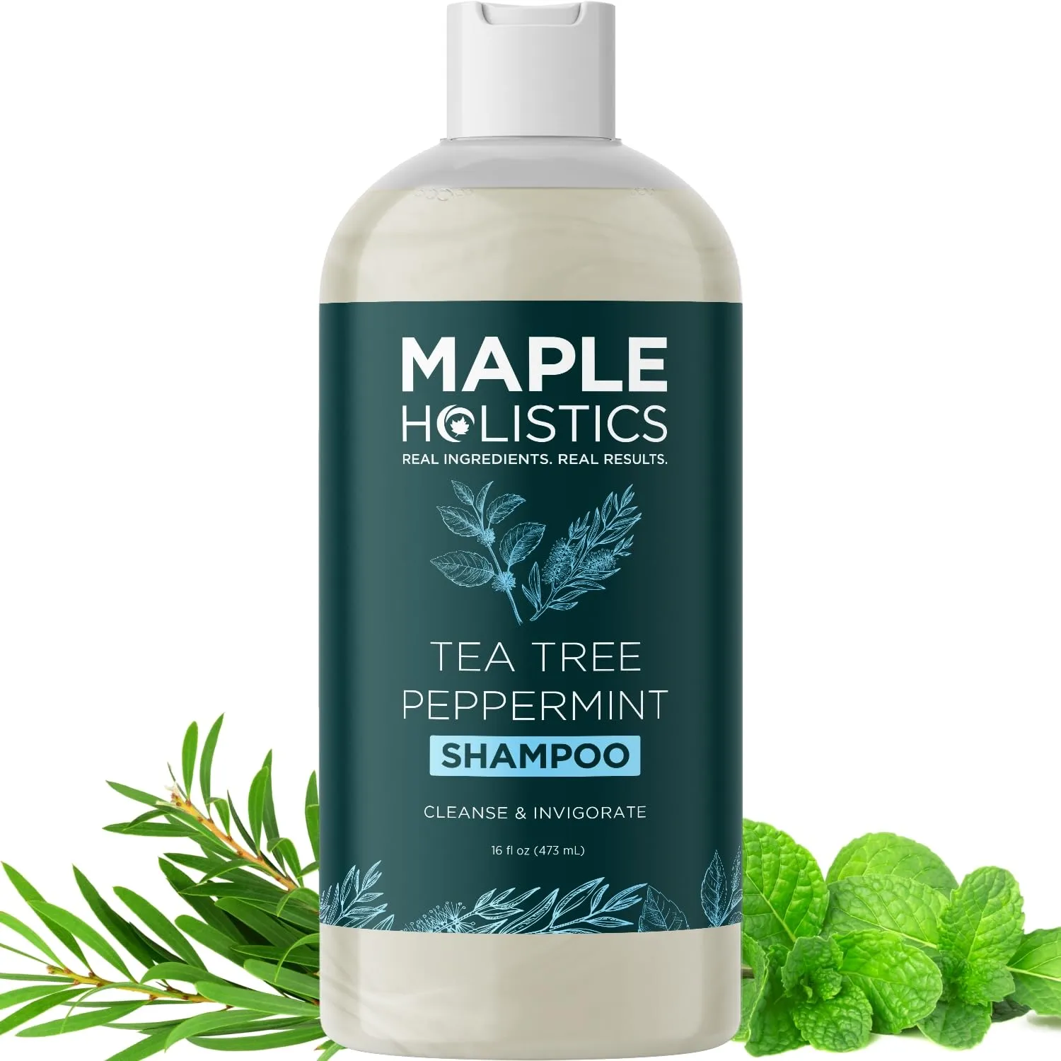 Rosemary Tea Tree Mint Shampoo - Clarifying Shampoo for Build Up and Flakes with Peppermint Oil and Tea Tree Essential Oil for Dry Scalp Treatment - Deep Cleansing Peppermint Tea Tree (16oz)