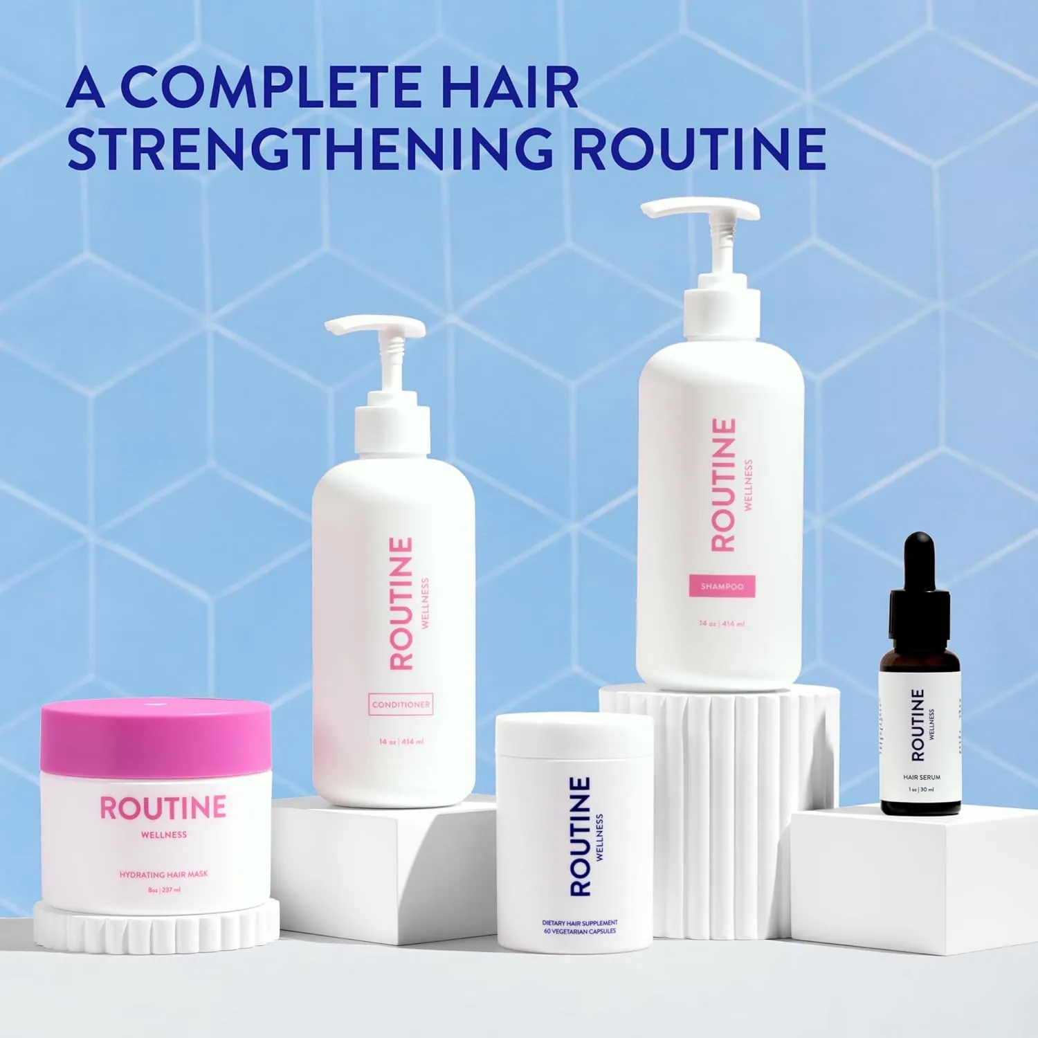 Routine Wellness Anti-Thinning Shampoo and Conditioner Set for Thinning Hair - Biotin DHT Blocker Women & Men - Color Safe Shampoo for Hair Loss & Healthier Hair - Vanilla Blossom (Pack of 2)