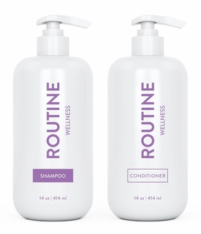 Routine Wellness Shampoo and Conditioner Set for Thinning Hair - Biotin DHT Blocker Women & Men - Color Safe Shampoo for Hair Loss & Healthier Hair - Limited Edition Lavender & Cedar (Pack of 2)