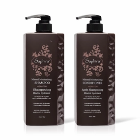 SAPHIRA Mineral Moisturizing Shampoo & Conditioner Set | Deep Hydration for Normal to Dry Hair | Cleanses, Nourishes & Conditions Hair | 34 oz (1 Liter)