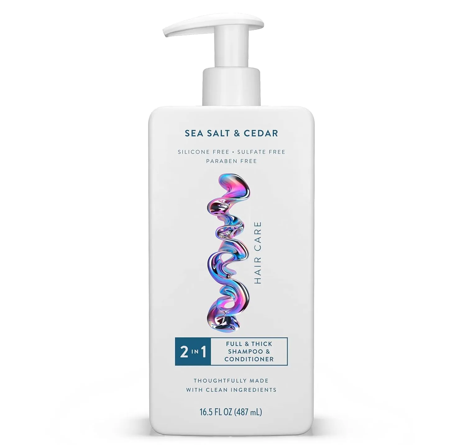Sea Salt & Cedar - Hair - 2 in 1 Shampoo and Conditioner - Contain Naturally Derived Ingredients | All Hair - Silicone, Sulfate and Paraben Free - Full & Thick - 16.5 FLOz - Pack Of 01