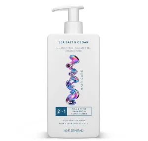 Sea Salt & Cedar - Hair - 2 in 1 Shampoo and Conditioner - Contain Naturally Derived Ingredients | All Hair - Silicone, Sulfate and Paraben Free - Full & Thick - 16.5 FLOz - Pack Of 01
