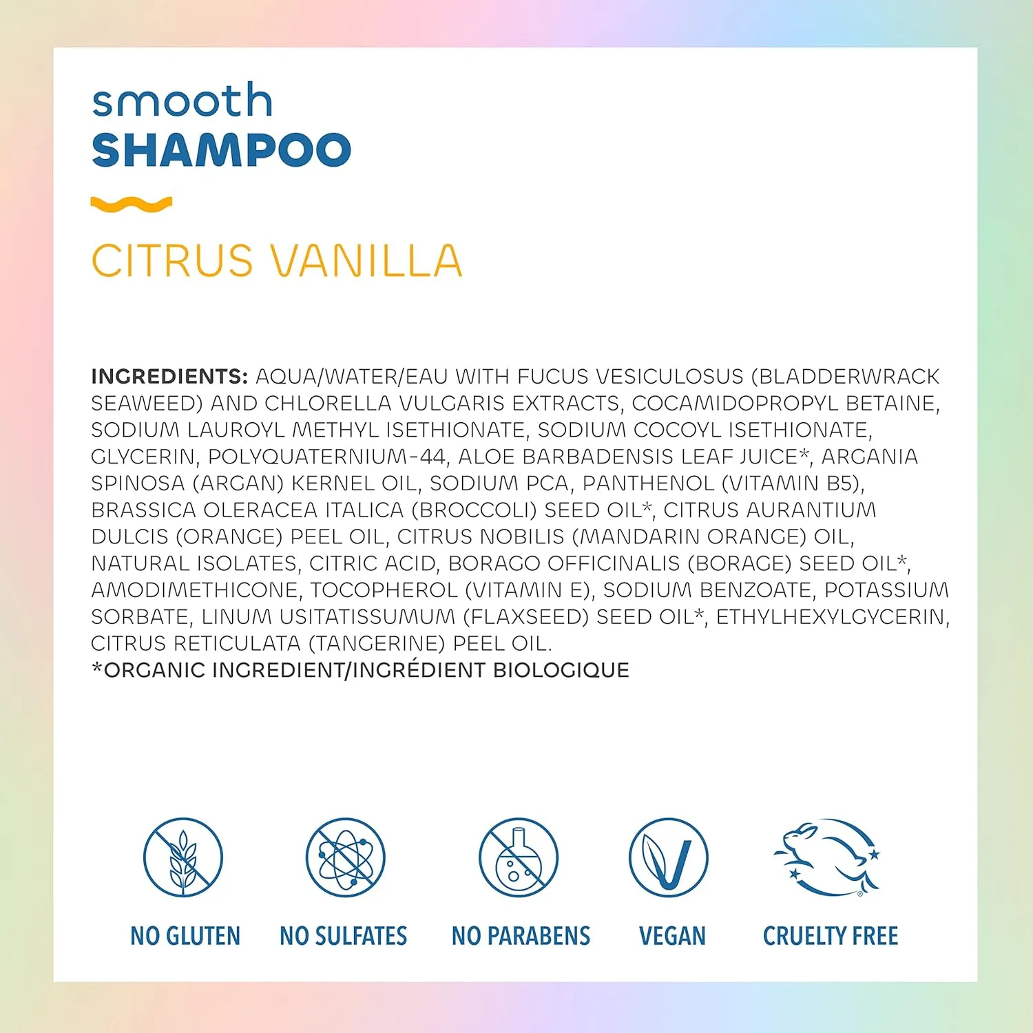 Seaweed Bath Co. Smooth Shampoo and Conditioner Set, Citrus Vanilla Scent, 12 Ounce (Pack of 2), Sustainably Harvested Seaweed, Borage and Broccoli Seed Oils, For Curly and Frizzy Fine Hair