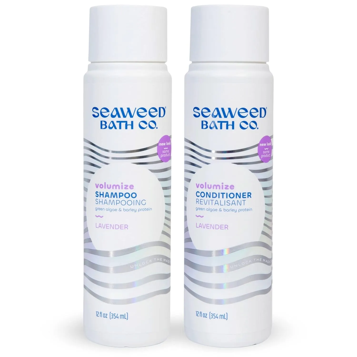 Seaweed Bath Co. Volumize Shampoo and Conditioner Set, Lavender Scent, 12 Ounce (Pack of 2), Sustainably Harvested Seaweed, Green Algae, Barley Protein, For Normal to Fine Hair