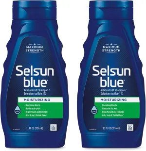Selsun Blue Moisturizing Anti-dandruff Shampoo with Aloe, 11 fl. oz., Selenium Sulfide 1% (Pack of 2)