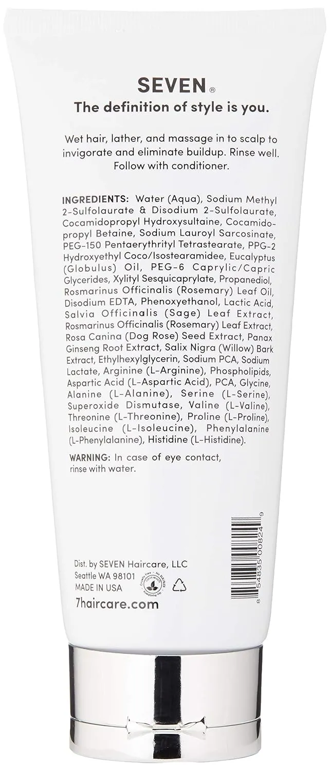 SEVEN Hair Care Cubica Clarifying Shampoo for Women & Men, Detox and Minimize Dry Scalp   Buildup with Rosemary, Eucalyptus & Rose Hip Oil, Cruelty Free, Sulfate Free, Made in USA